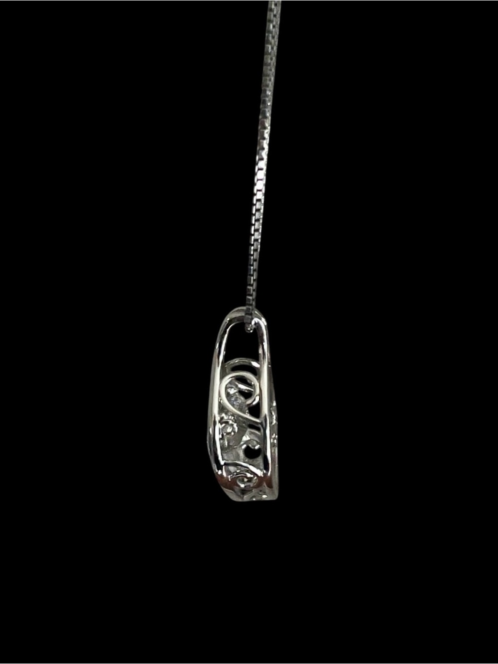 OTC Floating Diamond Simulated Solitaire Sterling Silver Pendant Necklace 18” - Picture 4 of 15